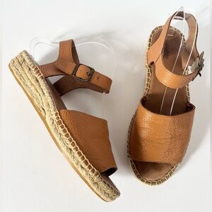 Soludos Eden Tan Leather Espadrille Sandals in Camel